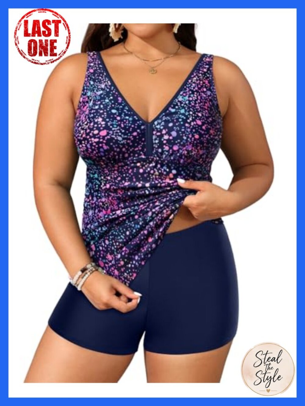 Plus Size Tankini Set with Boyshorts - Tummy Control